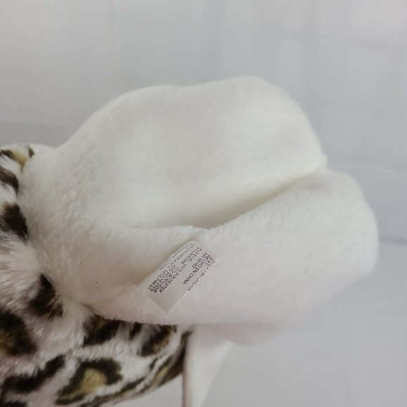 EUC Animal Leopard Print Youth 2-4T Trapper Beanie Cap Hat Ivory Earflap Tie - Picture 7 of 7